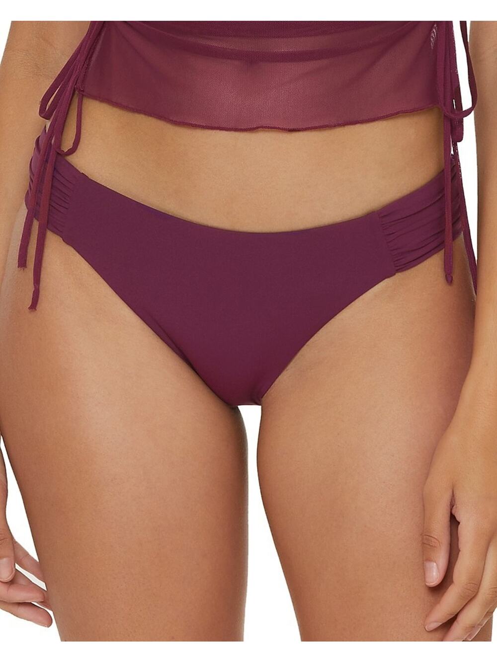 Becca Women's Muse Side-Ruched Bikini Bottoms Purple Size M 2666